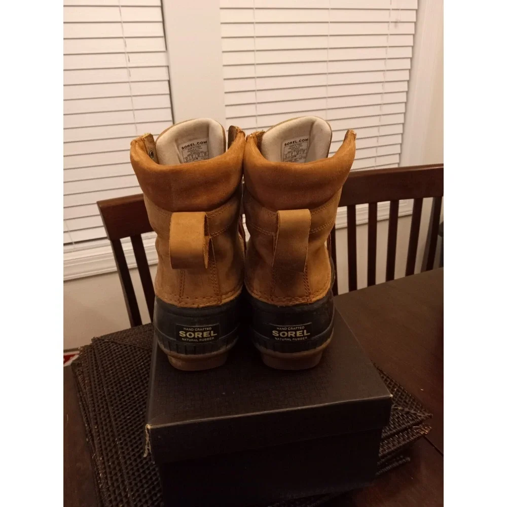 Sorel MEN'S Chipmunk Brown Leather Cheyenne Lace Up Duck Boots‎ Size 9 US